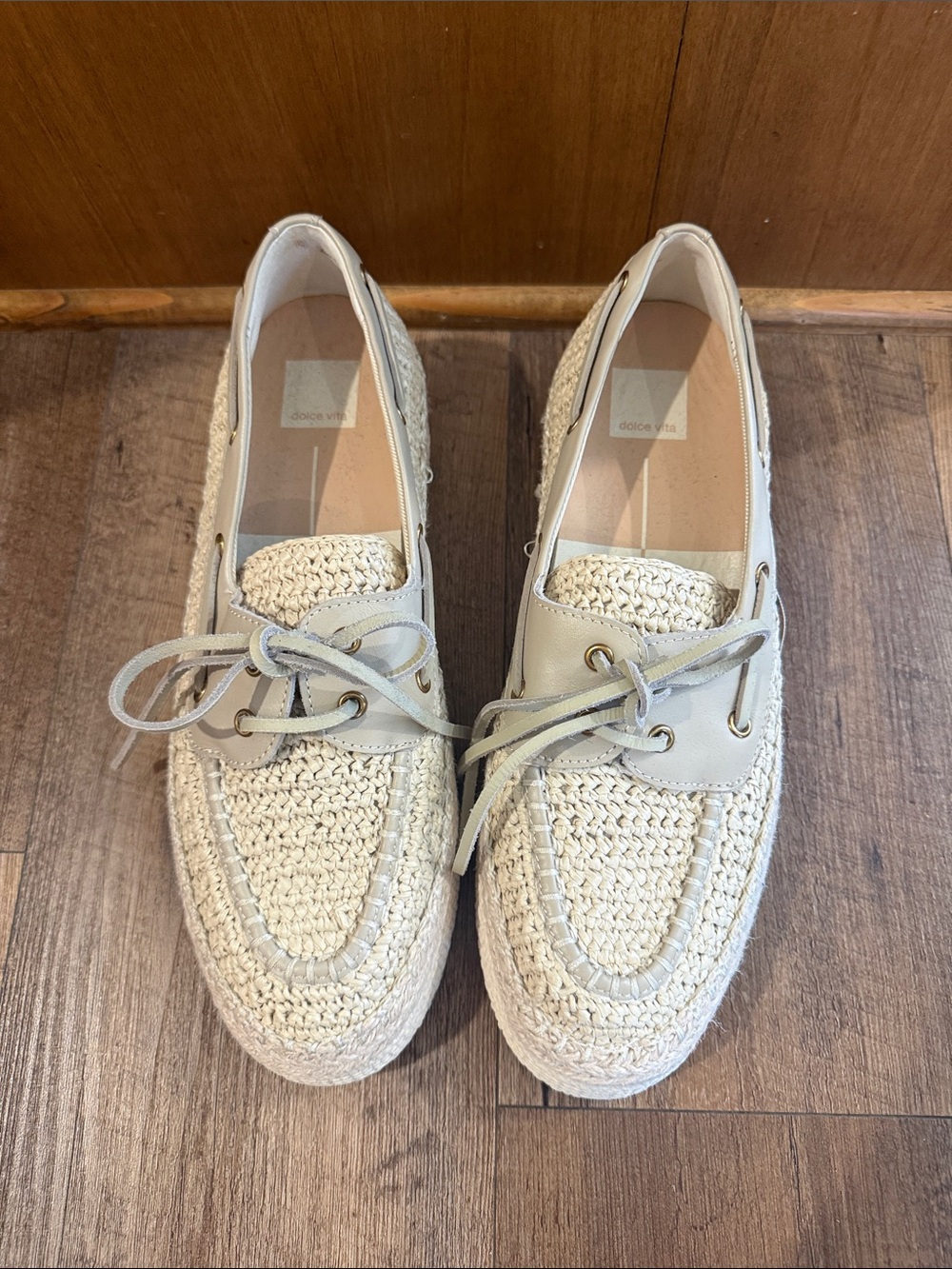 Dolce Vita Cream Woven Lace-Up Loafer